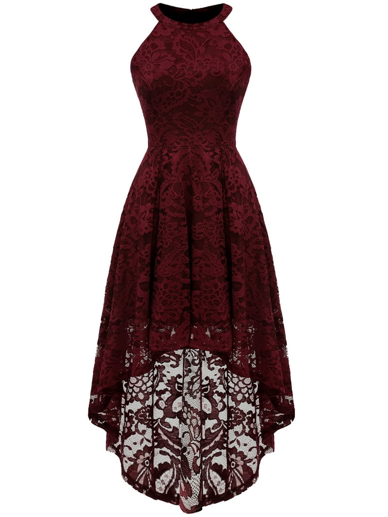 Market In The Box Women's Halter Hi-Lo Floral Christmas Lace Dress  Bridesmaid Party Cocktail Dresses - Walmart.com