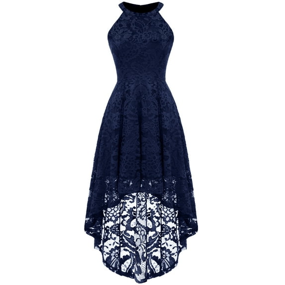 Market In The Box Women's Halter Hi-Lo Floral Christmas Lace Dress Bridesmaid Party Cocktail Dresses