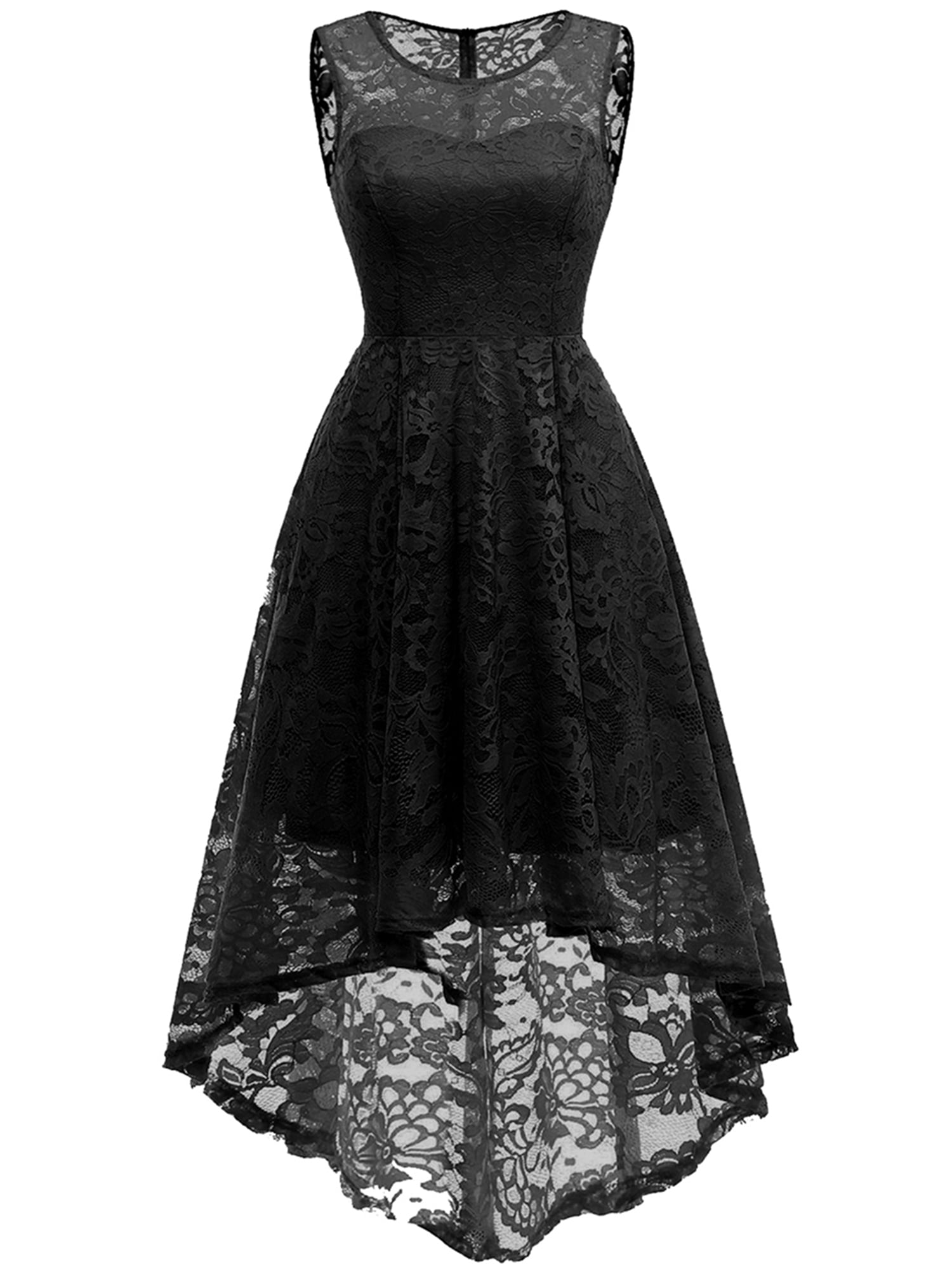 Market In The Box Women's Lace Dress Vintage Floral Sleeveless Hi-Lo ...