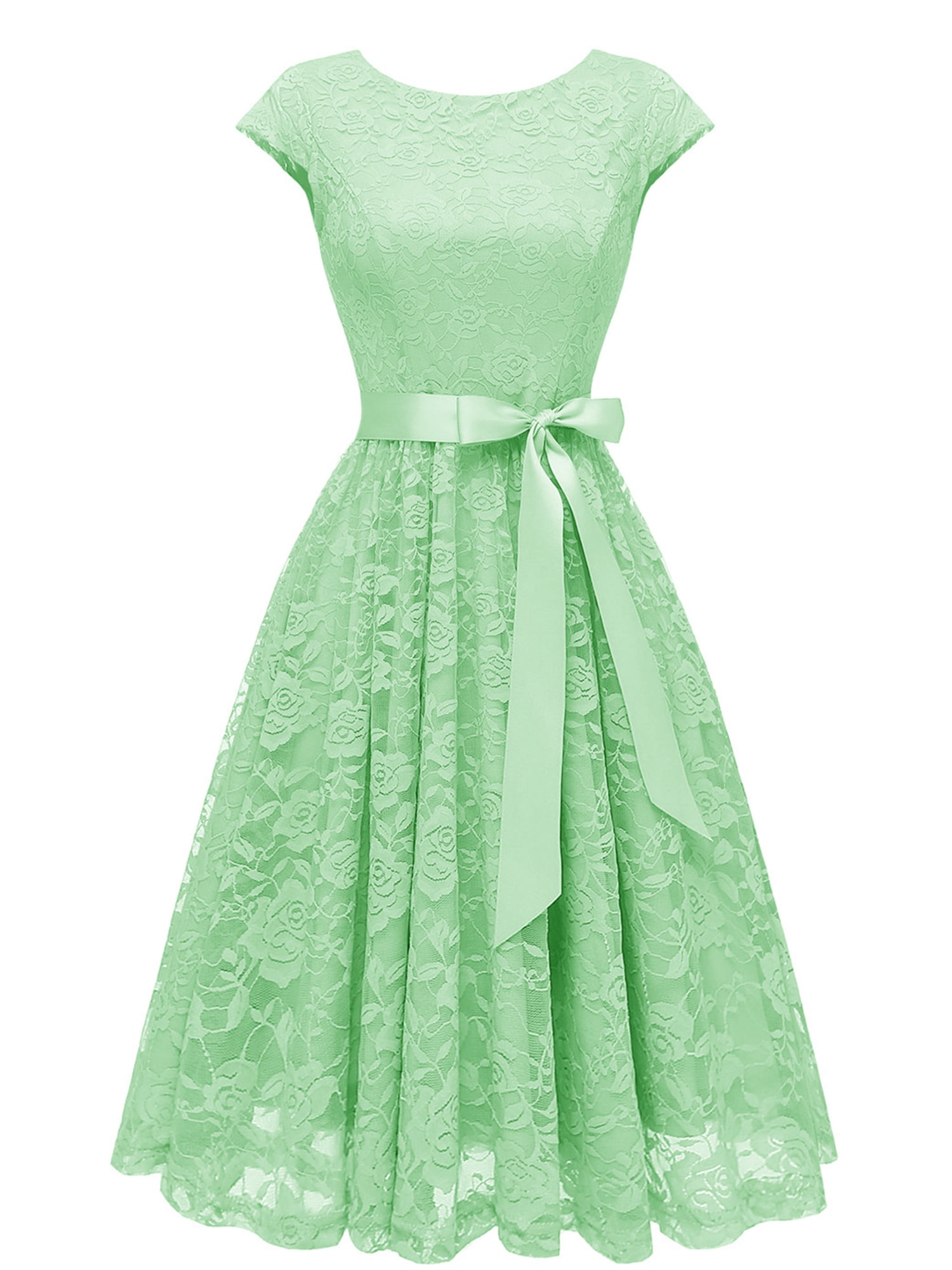 short green dress amazon Market In The Box Women's Lace Vintage Style Midi Dress Cap Sleeve Swing Dress Scoop Bridesmaid Dress Party Cocktail Dresses Homecoming Dress cute short green dress