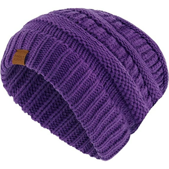 Market & Layne Adult Knit Beanie Hat / Winter Hats for Female - Deep Purple