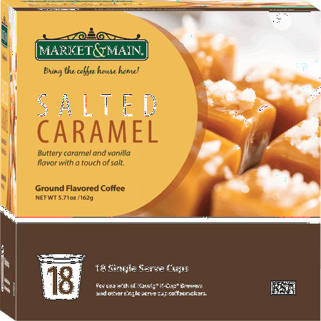 Market & Main Coffee, Salted Caramel, Medium Roast, K Cups, 12 Count