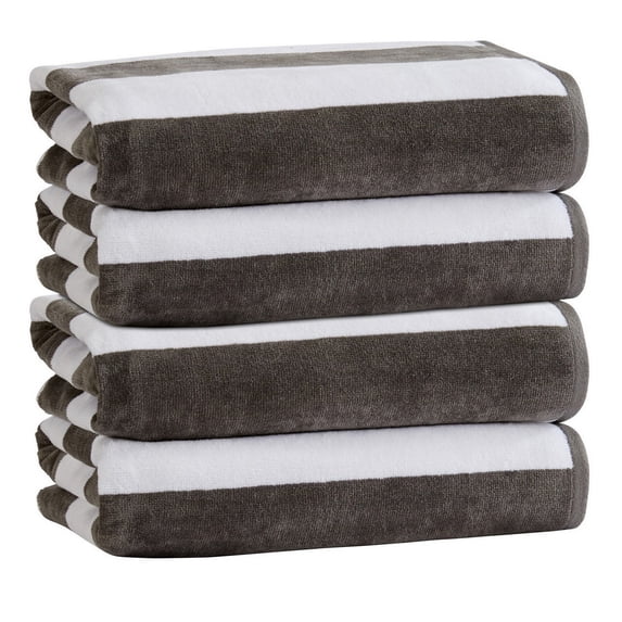 Market & Place 100% Cotton Cabana Stripe Beach Towel Sets, 30" x 60", Assorted Colors