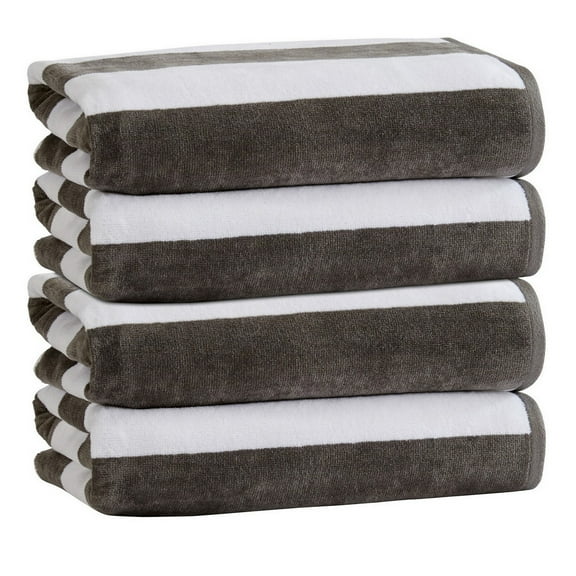 Market & Place 100% Cotton Cabana Stripe Beach Towel Sets, 30" x 60", Assorted Colors