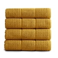 thumbnail image 1 of Market & Place 100% Cotton Waffle Weave 4-Piece Bath Towel Set, Mustard Yellow, 1 of 6
