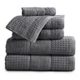 thumbnail image 1 of Market & Place 100% Cotton Waffle Weave 6-Piece Bath Towel Set, Dark Grey, 1 of 6