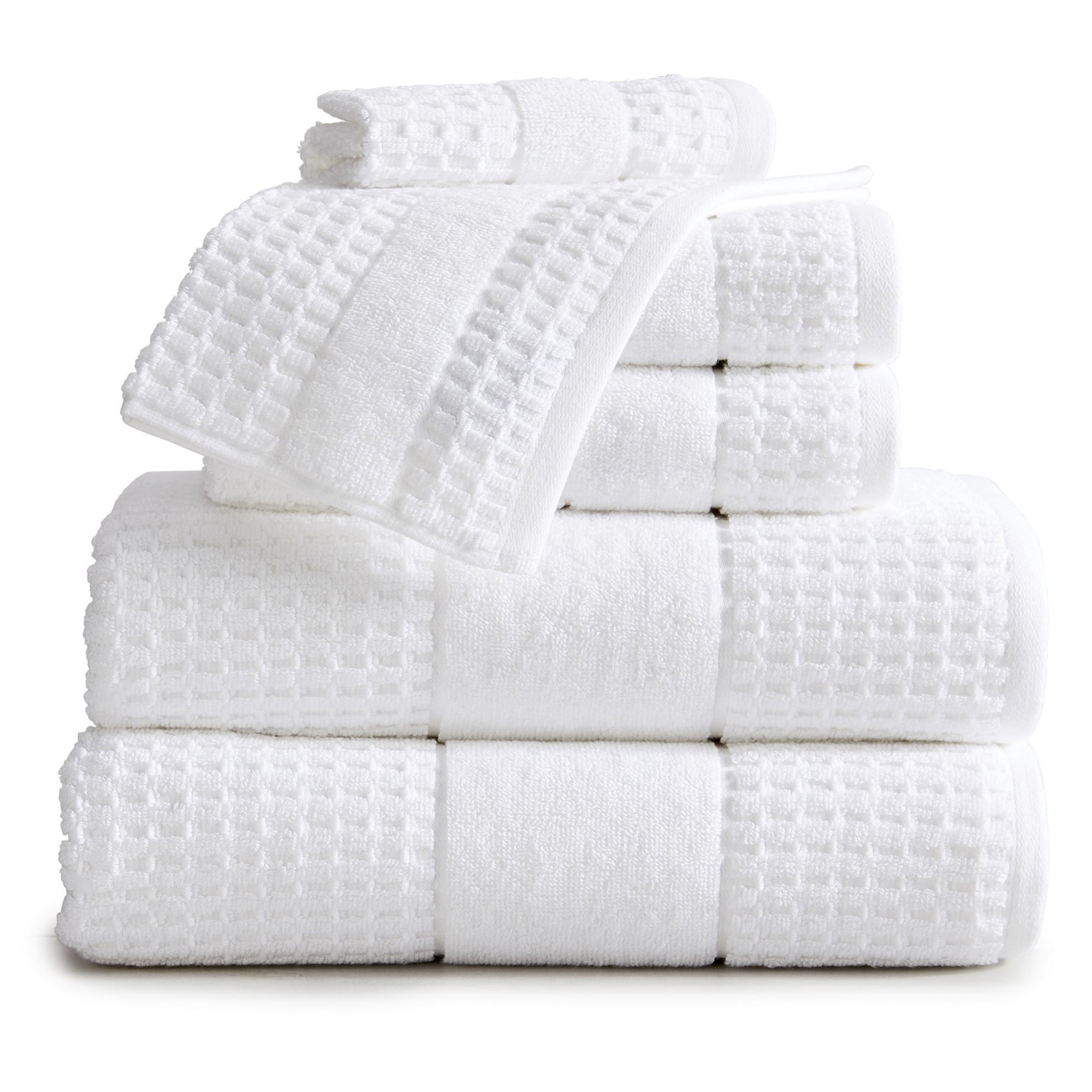 Market & Place 100% Cotton Waffle Weave 6-Piece Bath Towel Set, White