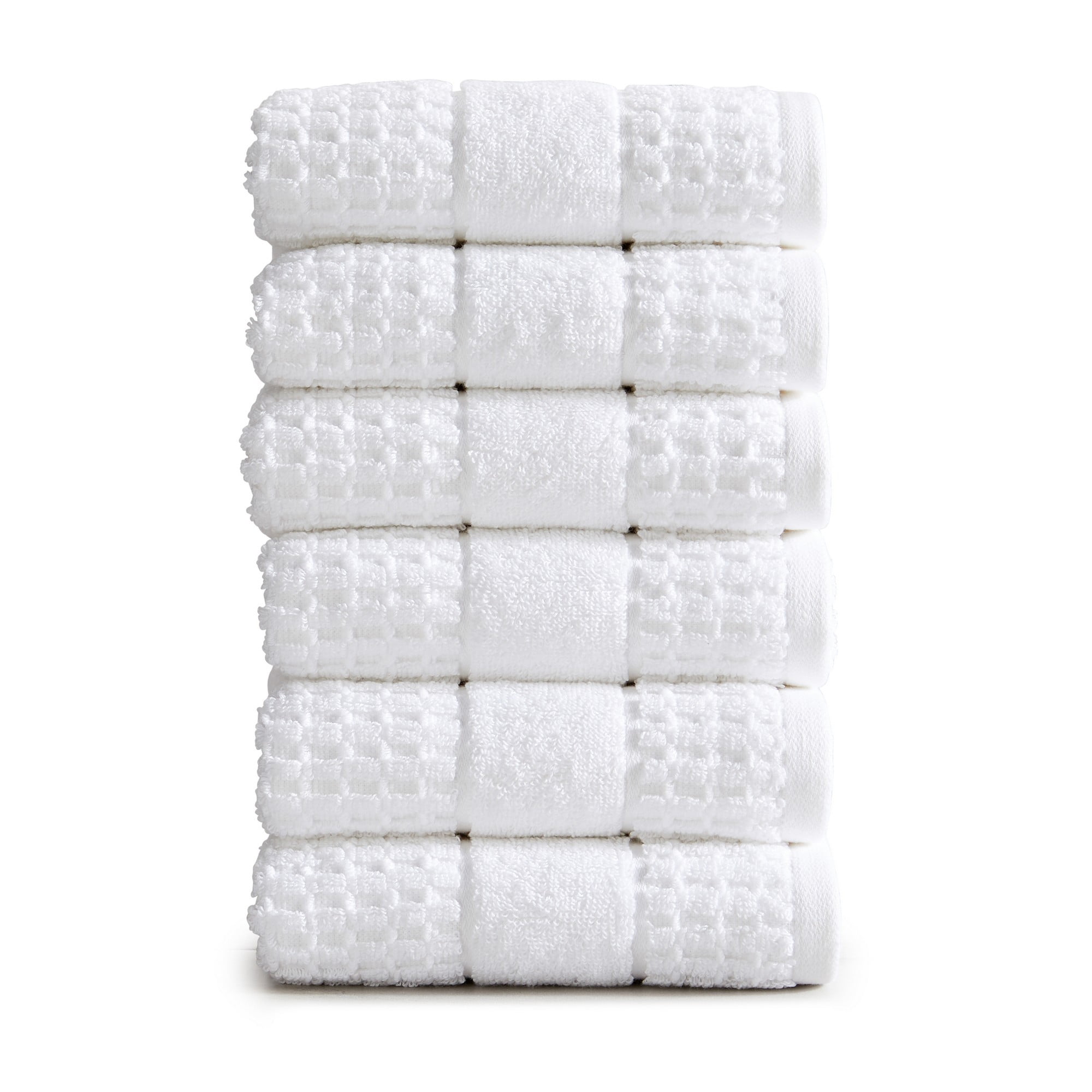 Market & Place 100% Cotton Waffle Weave 6-Piece Hand Towel Set, White