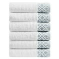 thumbnail image 1 of Market & Place Turkish Cotton Jacquard 6-Piece Hand Towel Set, White/Blue, 1 of 6