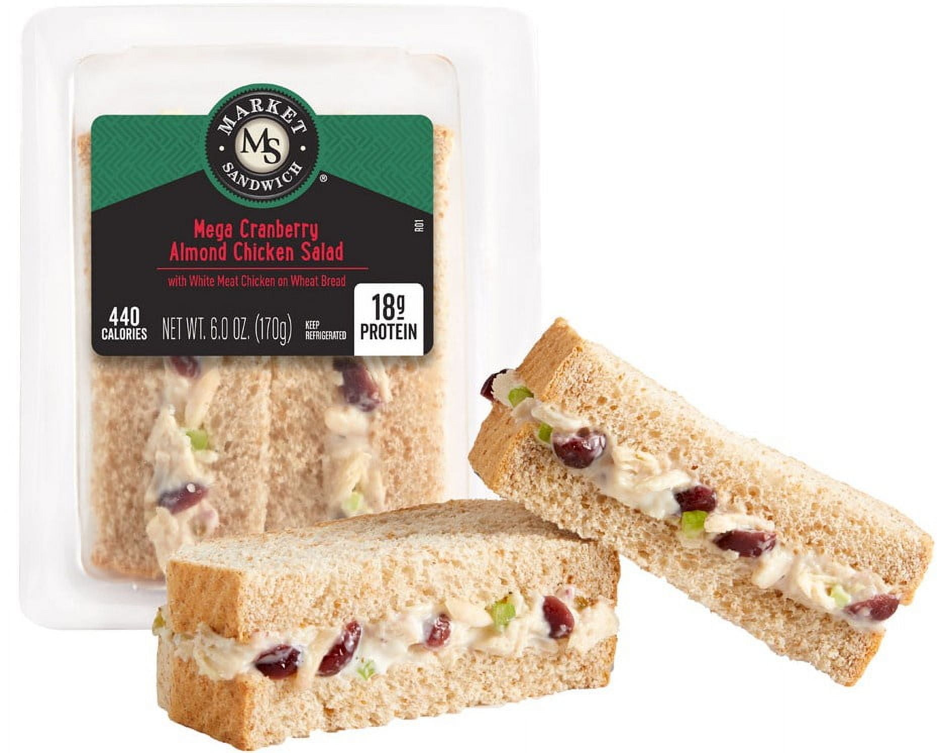 Market Sandwich Mega Cranberry Almond Chicken Salad Wedge Sandwich, 6 oz (Fresh)