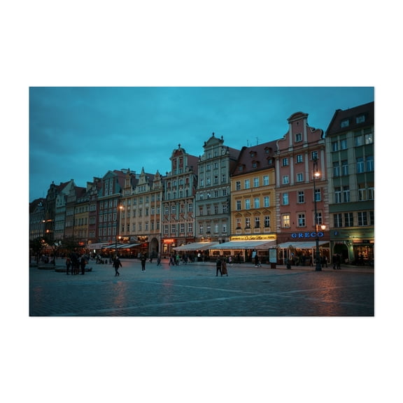 Market Square Blues, Wrocław 01 - Wrocław Dolnośląskie Poland Photography Unframed Wall Art Print 5 x 7 inches