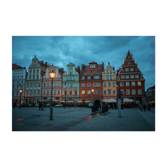 Market Square Blues, Wrocław 02 - Wrocław Dolnośląskie Poland Photography Architecture City Nightlife Travel Poster Street Photography Vintage Scenic Unframed Wall Art Print 4 x 6 inches