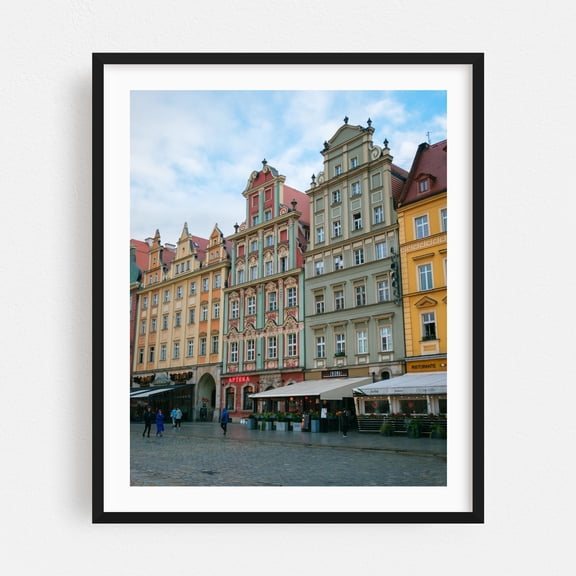Market Square, Wrocław - Wrocław Dolnośląskie Poland Photography Architecture Cityscape Street Photography Vintage Travel Poster Scenic City Black Framed Wall Art Print 6 x 8 inches