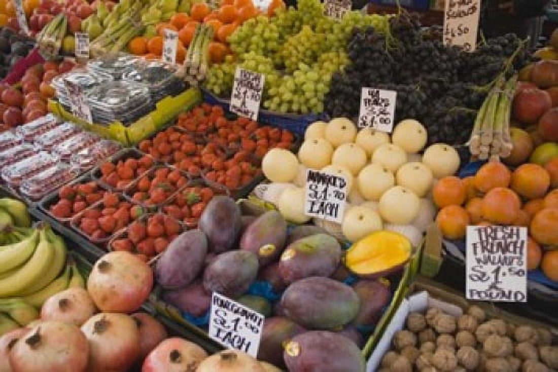 Market Stalls Portobello Road London England Canvas Art - Inger Hogstrom DanitaDelimont (34 x 23)