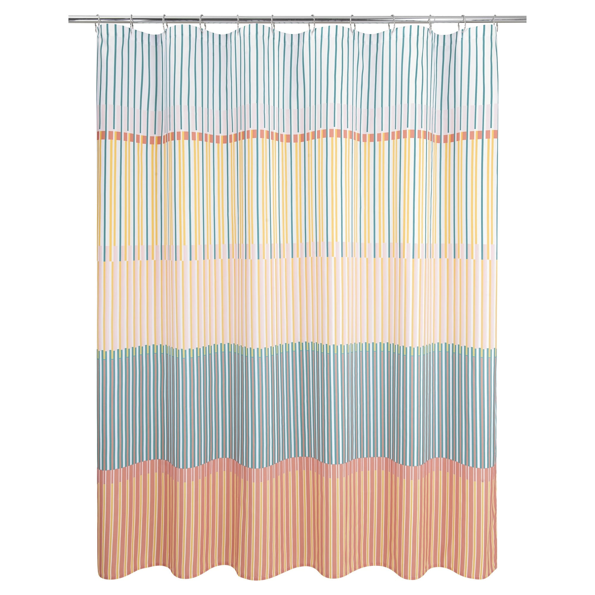 Multicolor Striped Polyester Shower Curtain