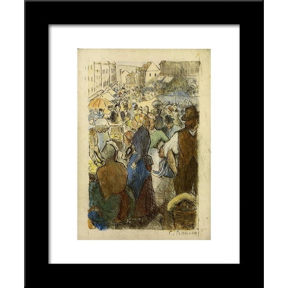 Market at Gisors, Rue Cappeville 20x24 Framed Art Print by Pissarro, Camille