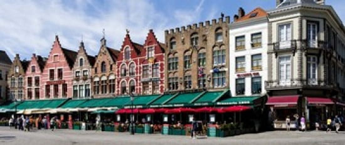 Market at a town square Bruges West Flanders Belgium Canvas Art - Panoramic Images (15 x 6)