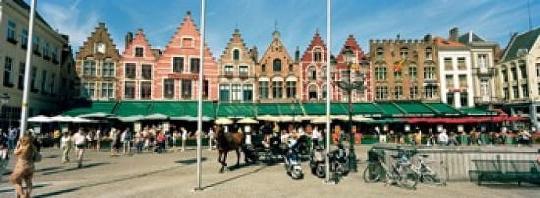Market at a town square Bruges West Flanders Flemish Region Belgium Canvas Art - Panoramic Images (36 x 13)
