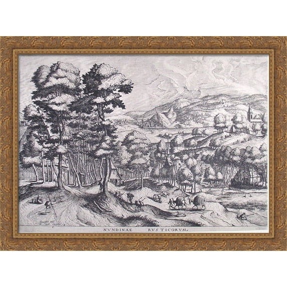 Market for the country 36x28 Large Gold Ornate Wood Framed Canvas Art by Pieter Bruegel the Elder