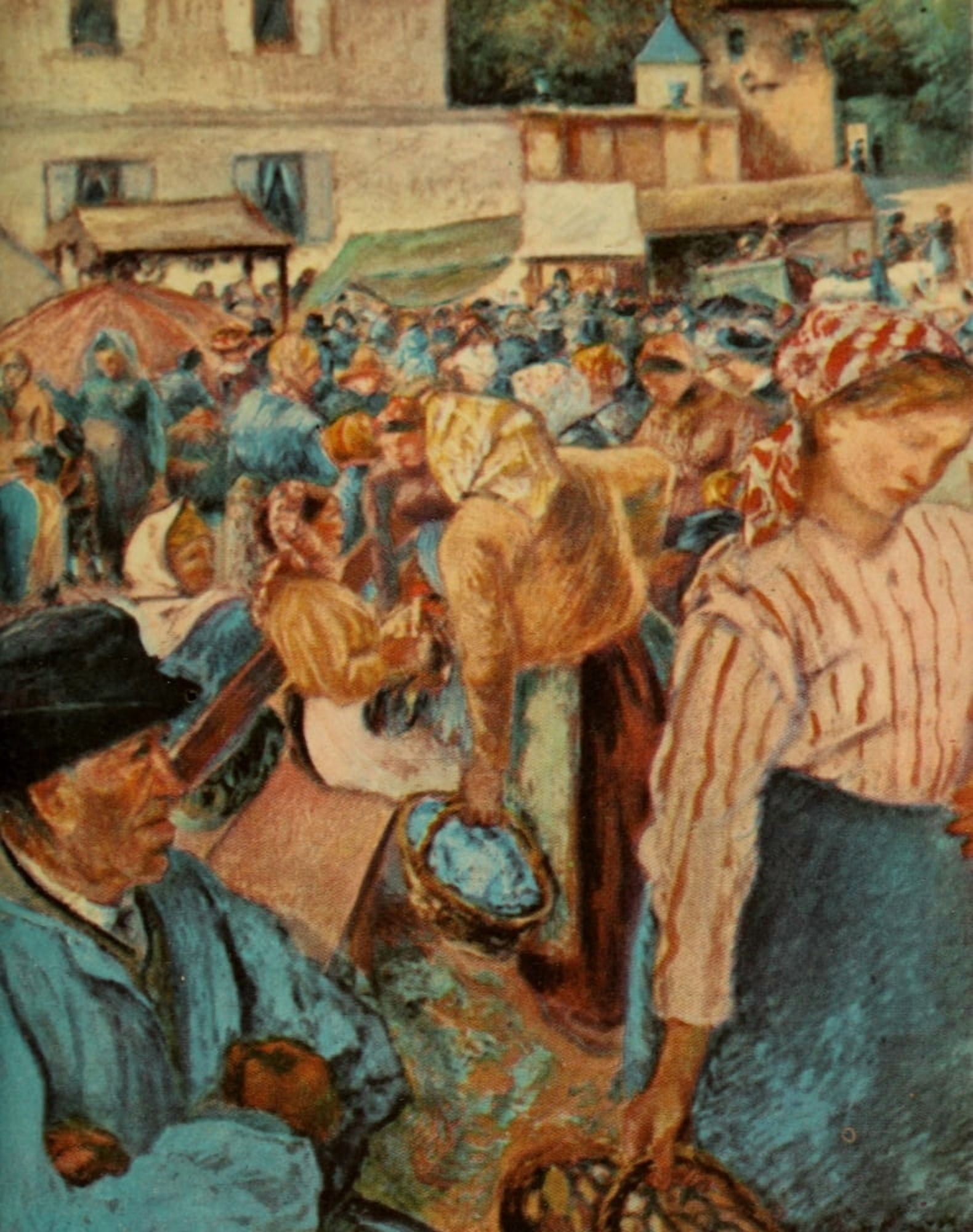 Market in Pontoise 1882 Canvas Art - Camille Pissarro (24 x 36)