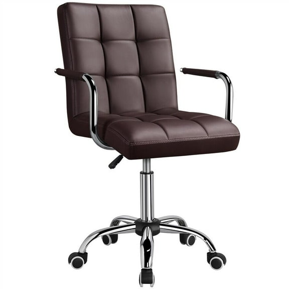 MarketLane Desk Chairs with Wheels/Armrests Modern PU Leather Office Chair Midback Adjustable Home Computer Executive Chair 360° Swivel for Office, Teen, and Bedroom Desks(Brown)