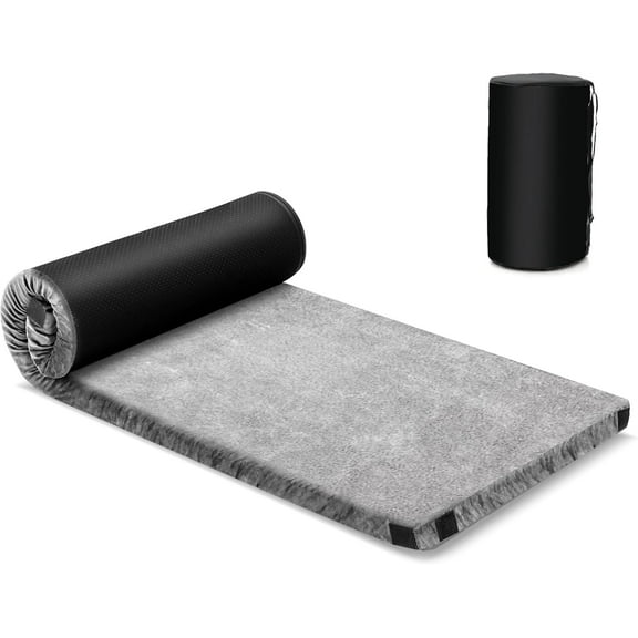 MarketLane Memory Foam Sleeping Pad, Roll Up Floor Mattress with Carry Bag, Non-Slip Bottom, Guest Floor Folding Bed for Sleepover, Portable Camping Mattress for Indoor Outdoor Travel Cot Tent,Grey