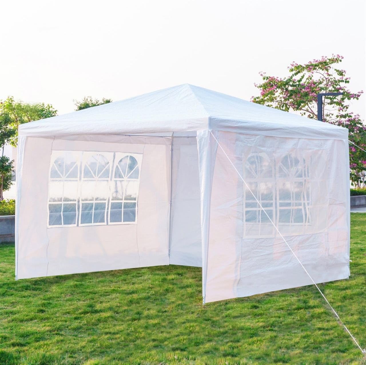 White 10' x 10' Outdoor Canopy Tent with Removable Sidewalls