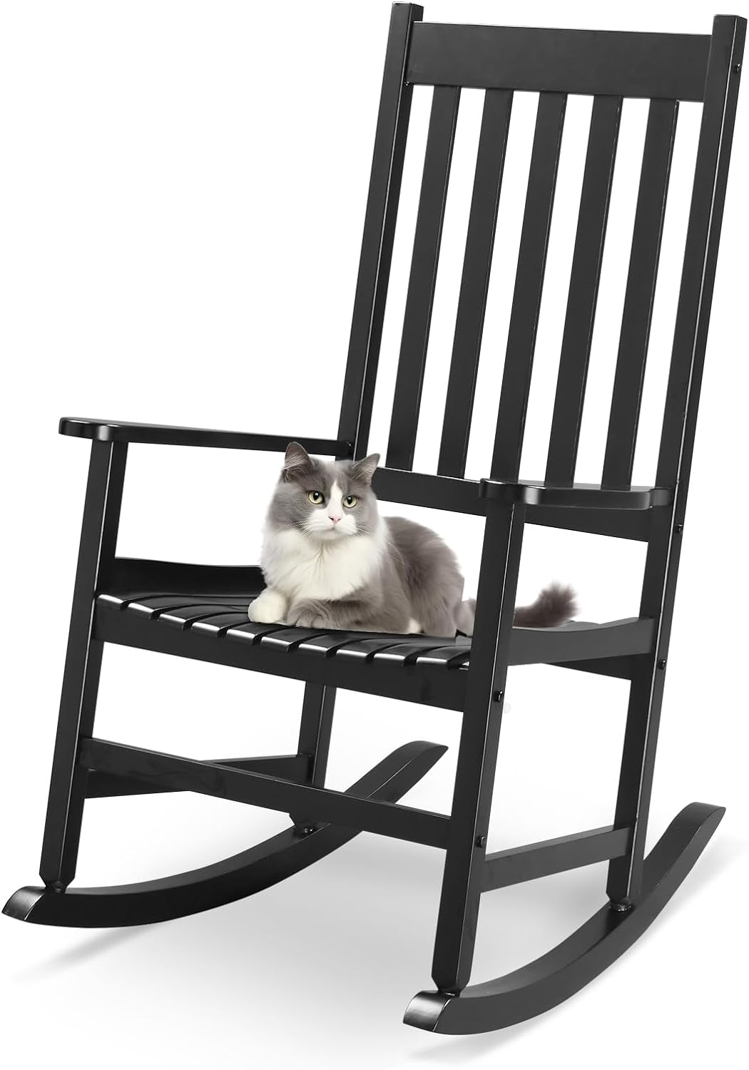 MarketLane Outdoor Rocking Chair, Solid Wood High Back Rocker, All ...