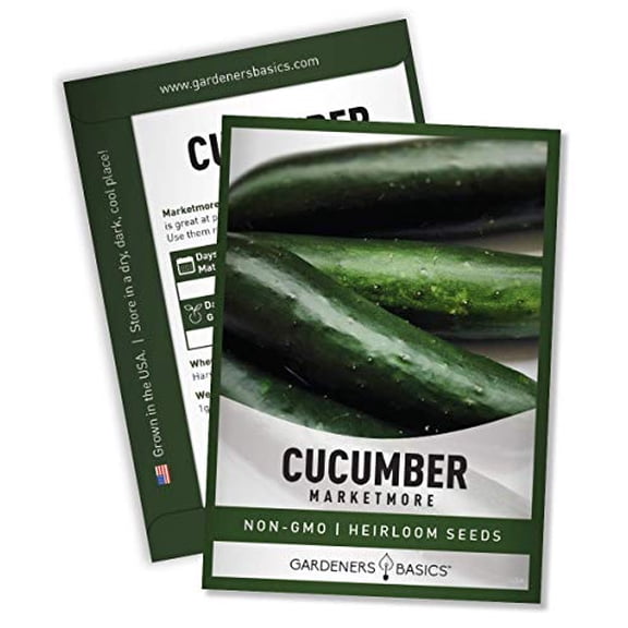 Cucumber Seeds for Planting - Marketmore 76 - Cucumis sativus Heirloom, Non-GMO Vegetable Variety- 1 Gram Seeds Great for Outdoor Gardening by Gardeners Basics