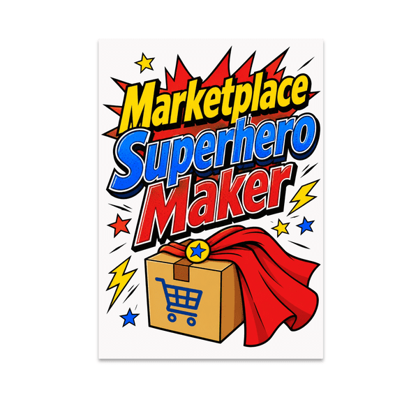Marketplace Superhero Maker Art - Marketplace Seller - 13x19 Poster Print