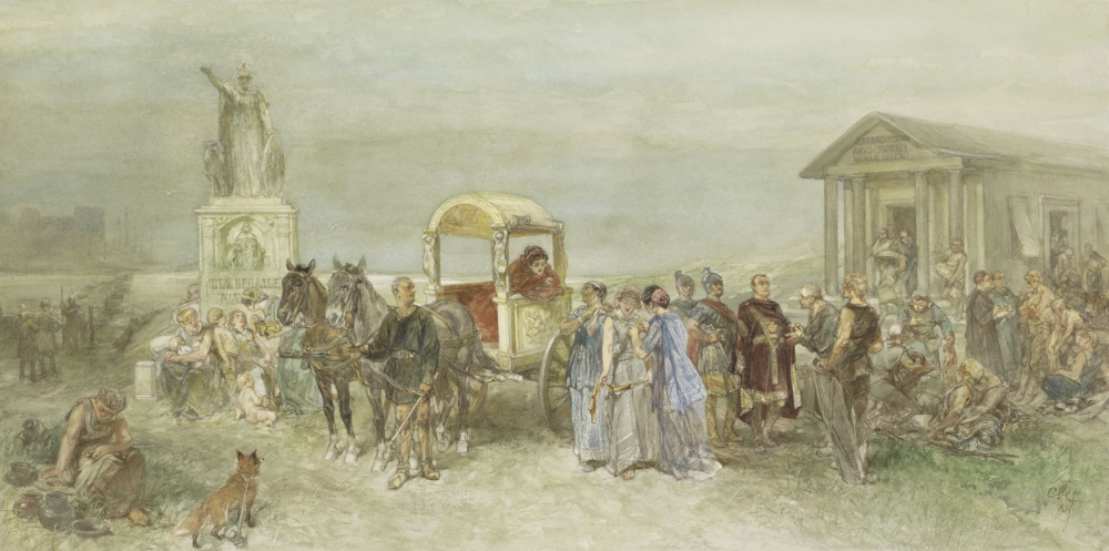 Marketplace With Romans And Batavians Canvas Art - (24 x 18)