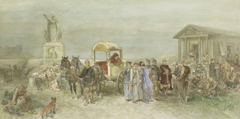 Marketplace With Romans And Batavians Canvas Art - (36 x 24)