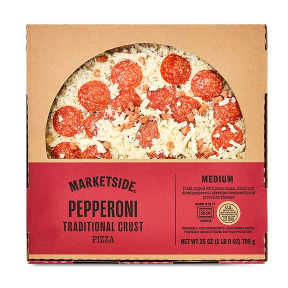 Marketside 12" Pepperoni Traditional Crust Pizza with Marinara Sauce, Medium, 25 oz (Refrigerated)