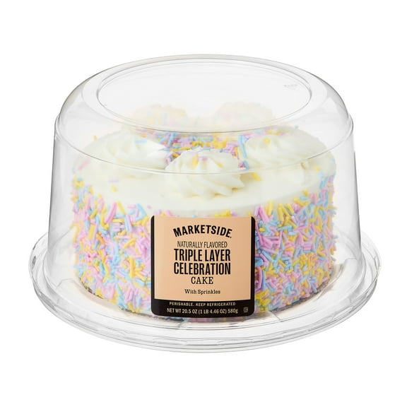 Marketside Triple Layer Celebration Cake with Sprinkles, 20.5 oz, Four and a Half Inch Round, (Refrigerated)