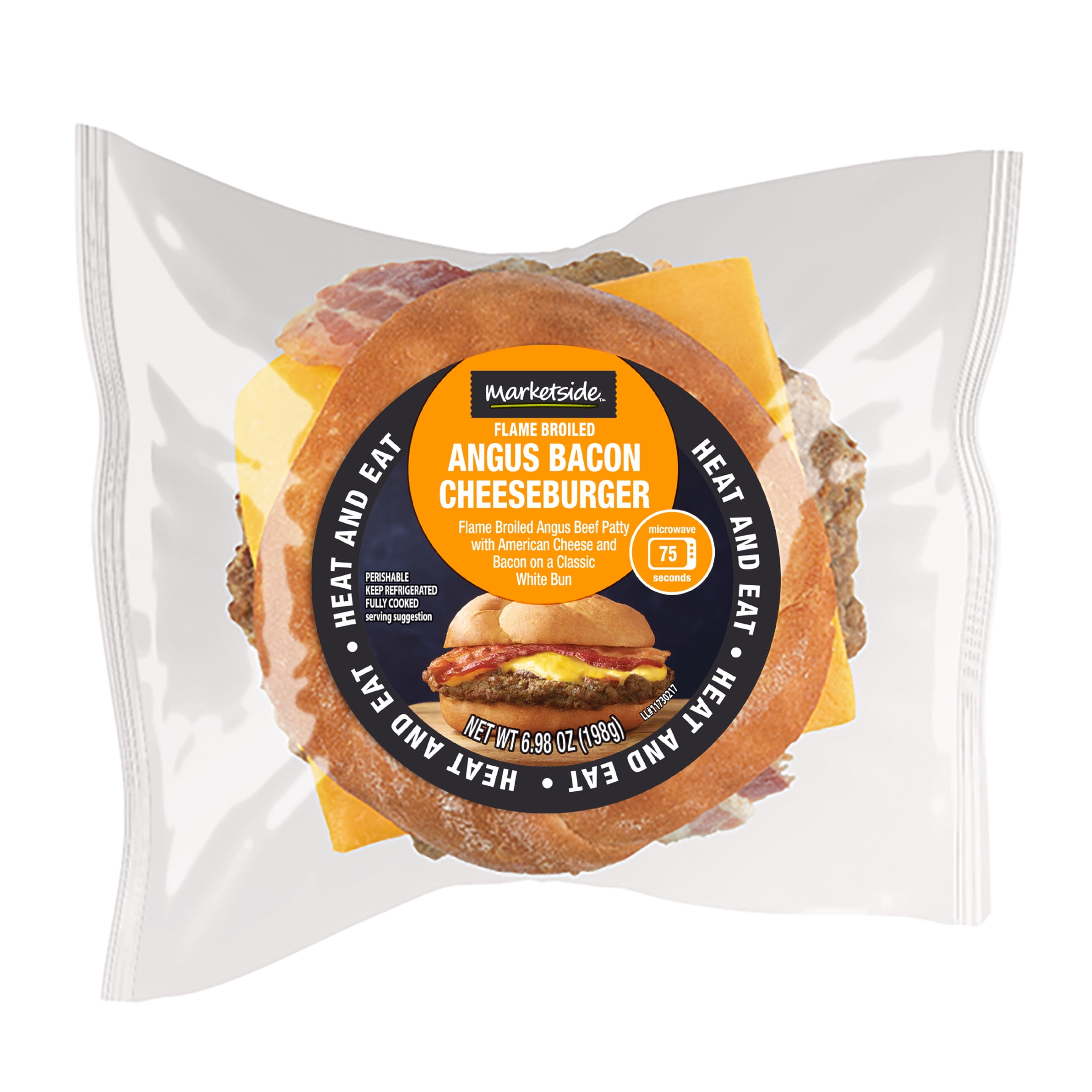 Marketside Flame Broiled Angus Bacon Cheeseburger Sandwich, 6.98 oz, 1