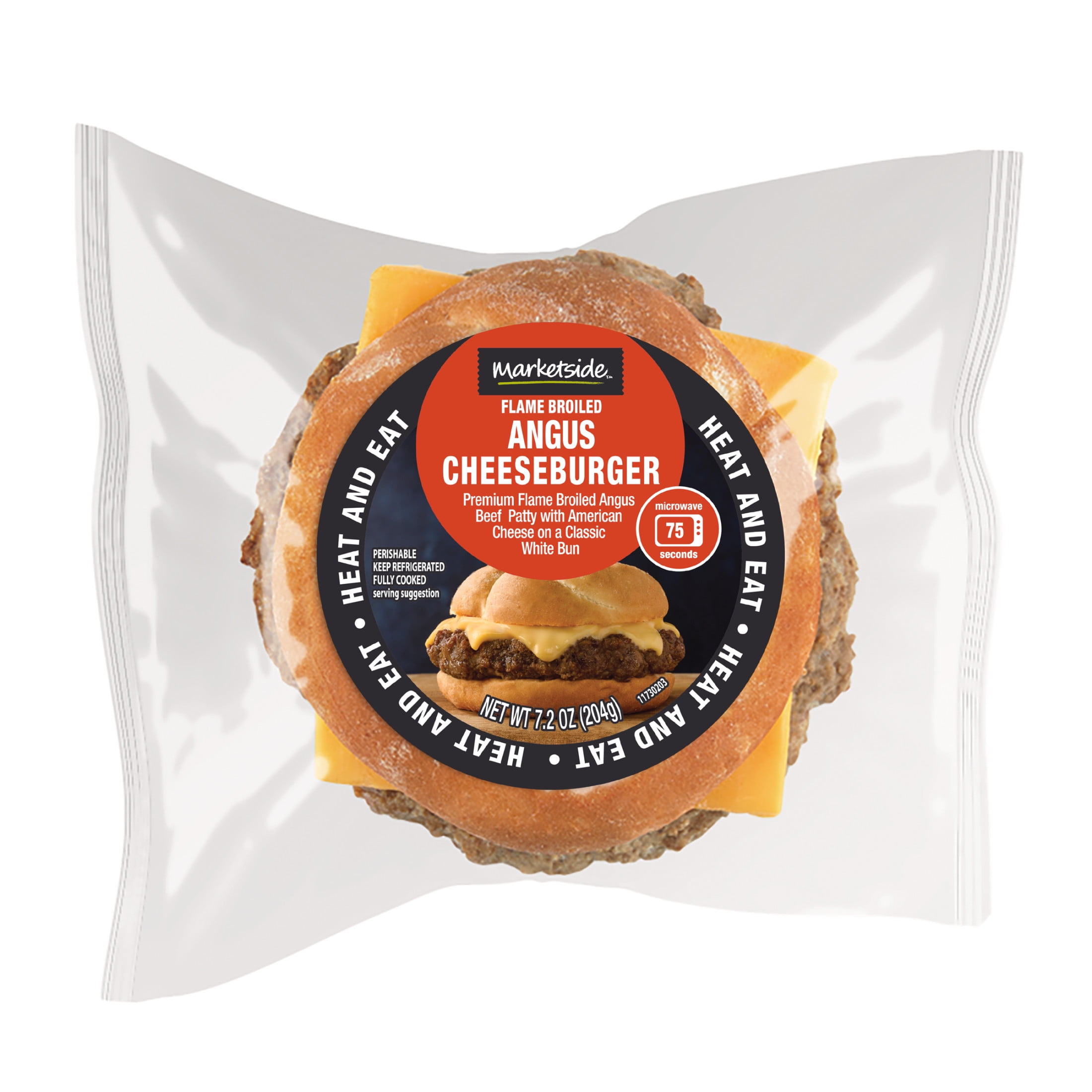 Marketside Flame Broiled Angus Cheeseburger Sandwich, 7.2 oz, 1 Count