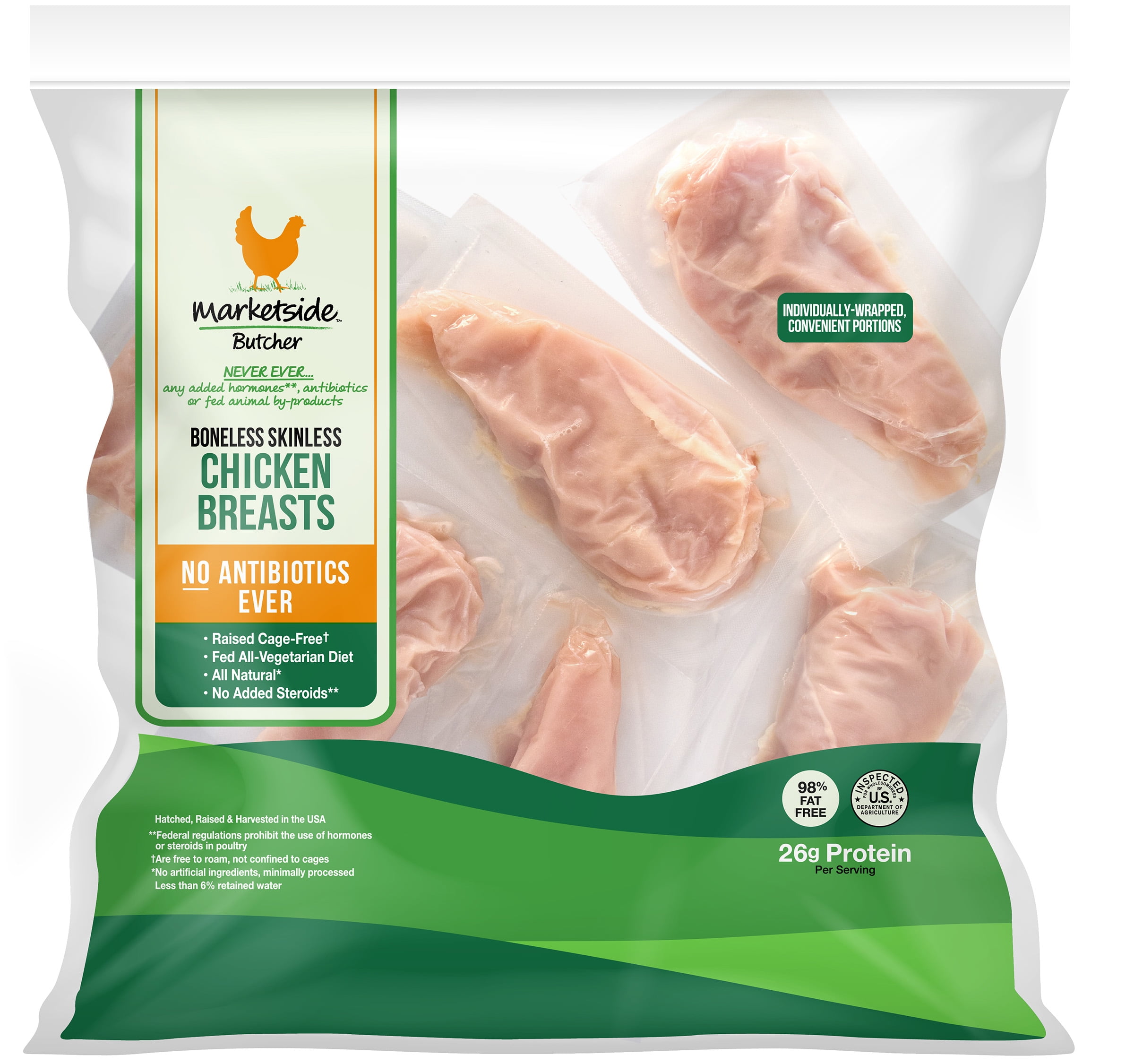 Marketside AntibioticFree Boneless Skinless Chicken Breasts, 26g
