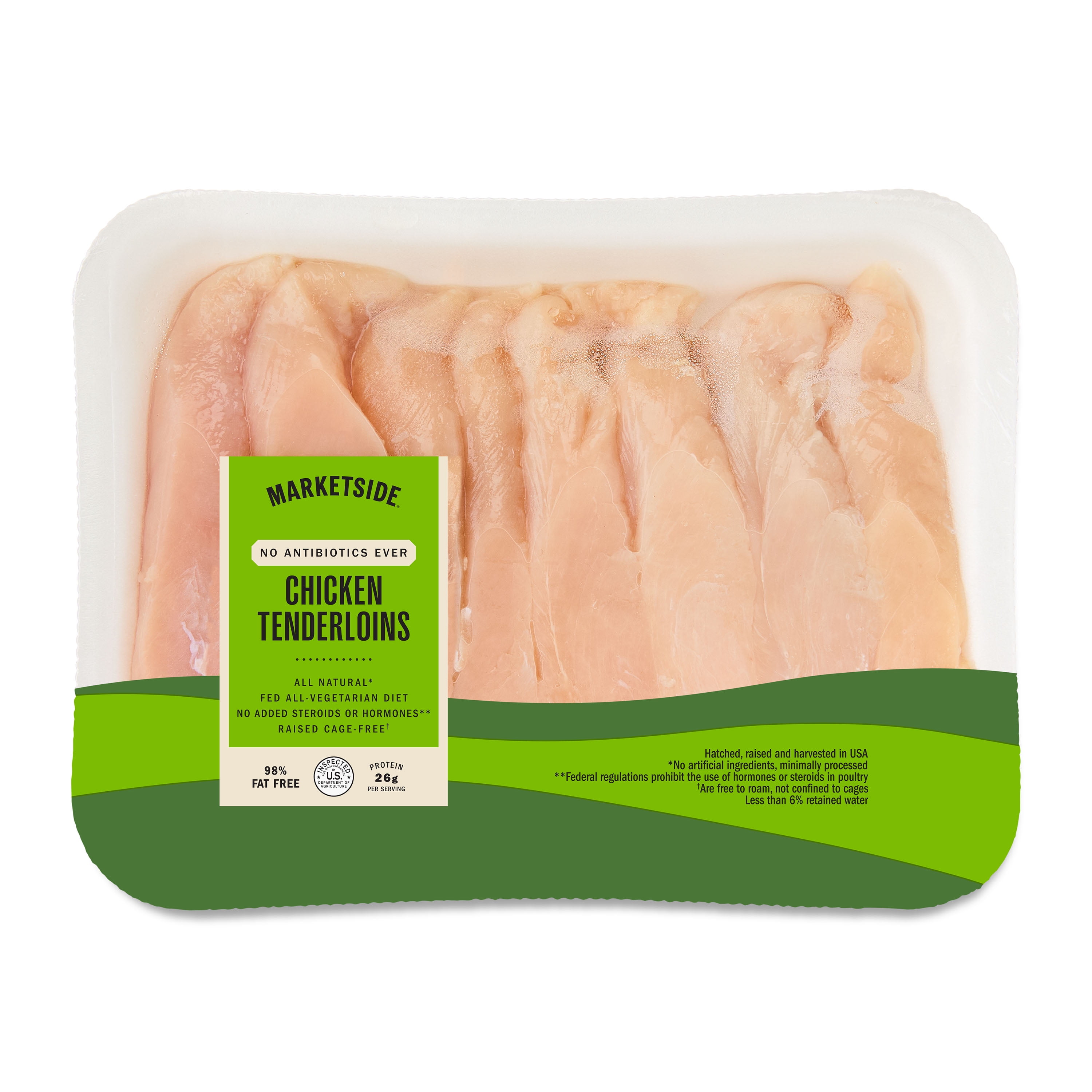 Marketside Antibiotic-Free Raw Chicken Breast Tenderloins, 1.15 - 1.65 lb