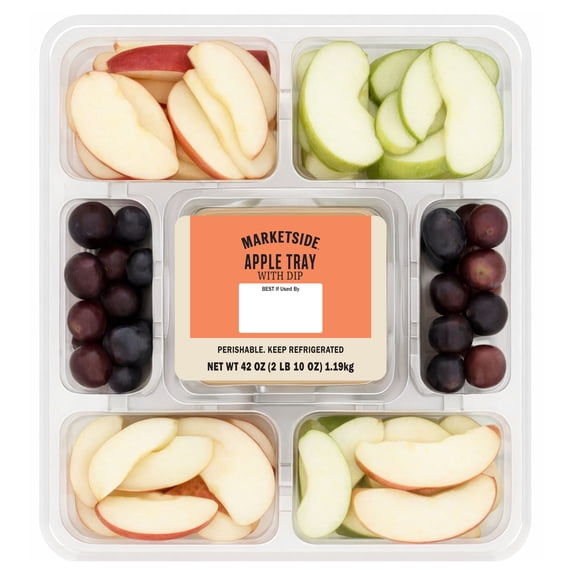 Marketside Apples and Grapes Tray with Caramel Dip, 42 oz, Pre-Cut (Fresh)