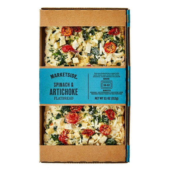 Marketside Artichoke Spinach Tomato Flatbread Pizza, White Garlic Sauce, 11 oz (Fresh)