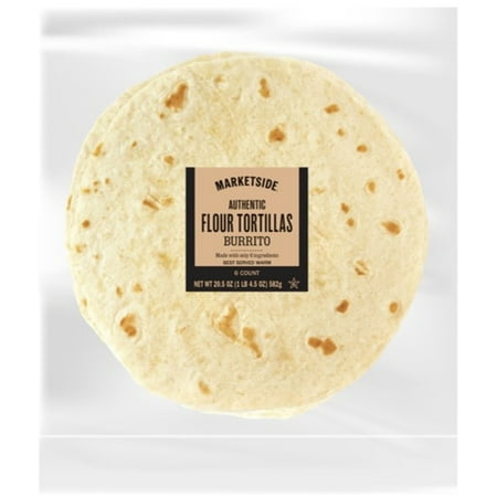 Marketside Authentic 6 Ingredient Flour Tortillas, Large Burrito, 6 Count