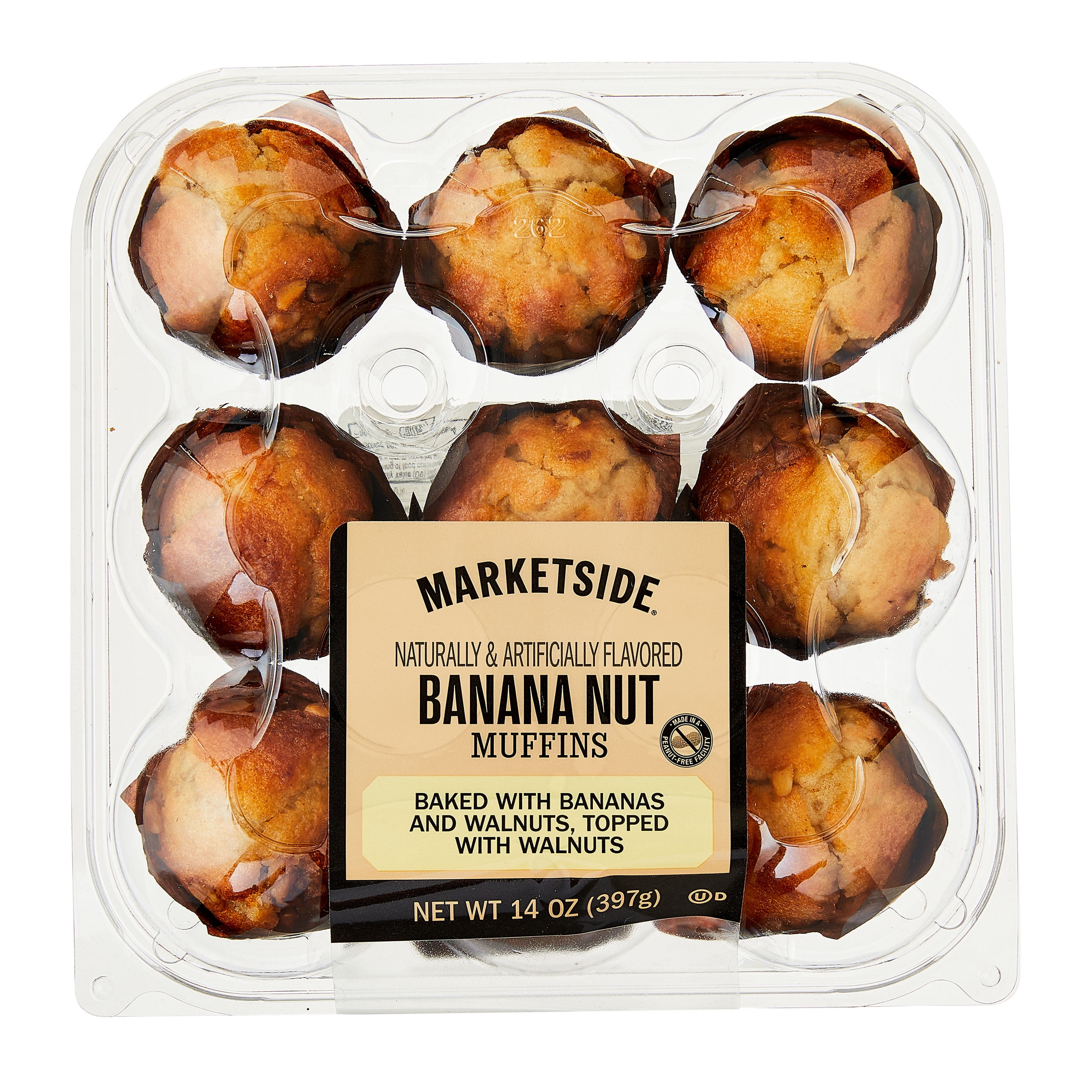 Marketside Banana Nut Baked Muffins, 14 oz, 9 Count (Shelf Stable)