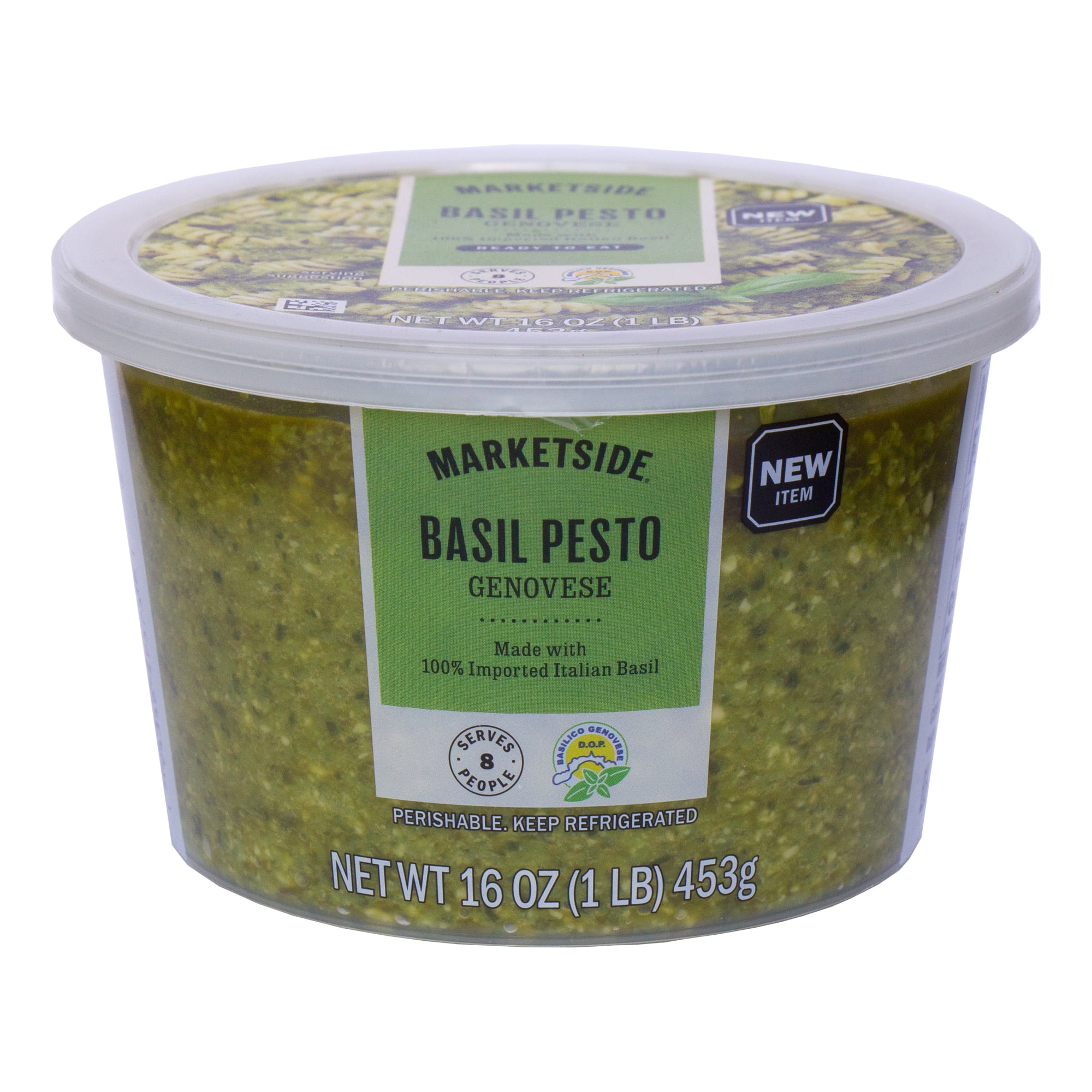 Marketside Basil Pesto Genovese Sauce, No Artificial Ingredients, Gluten-Free, 16 oz Refrigerated Tub
