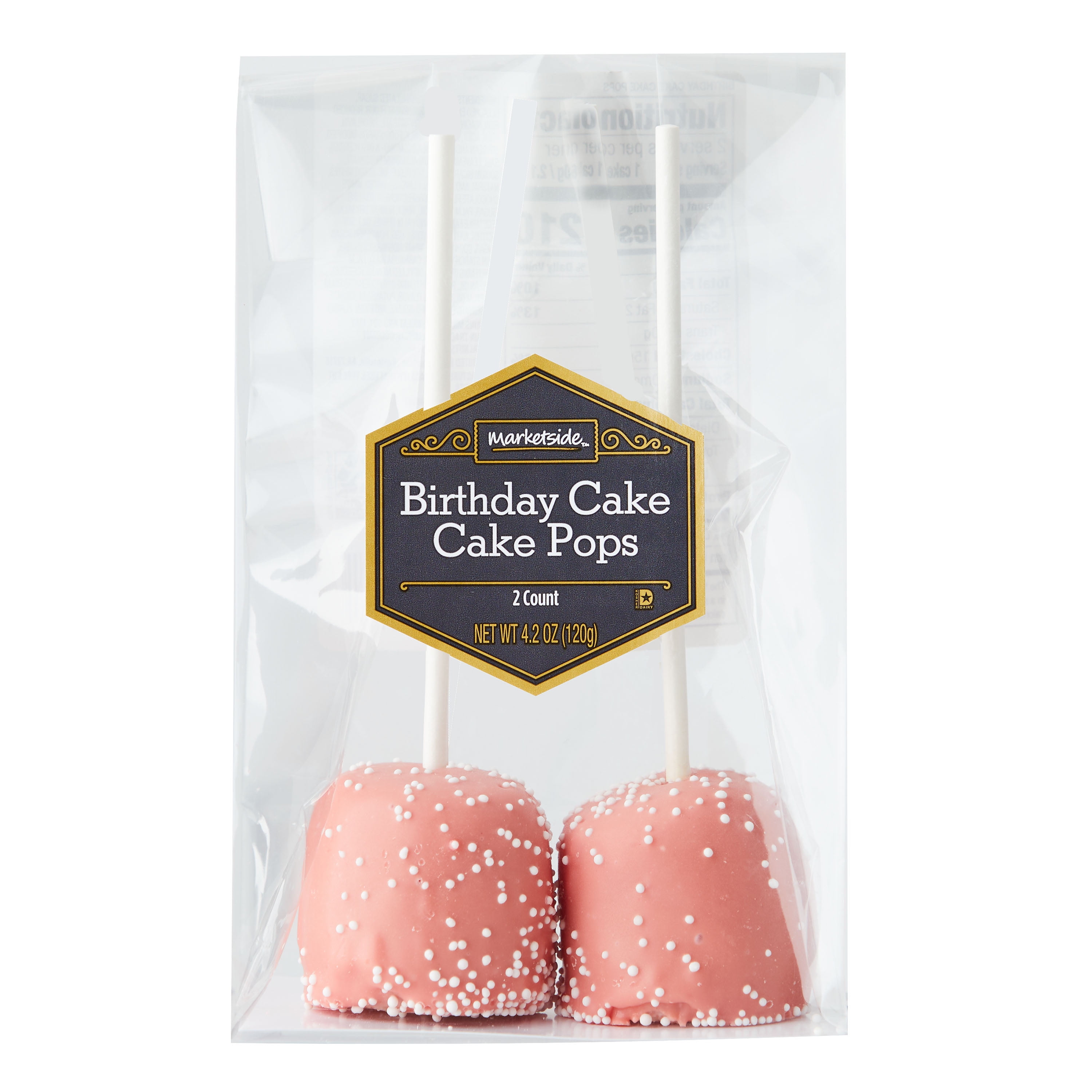 Marketside Birthday Cake Flavored Cake Pops, Ready to Eat, 4.2 Ounces, 2  Count per Pack