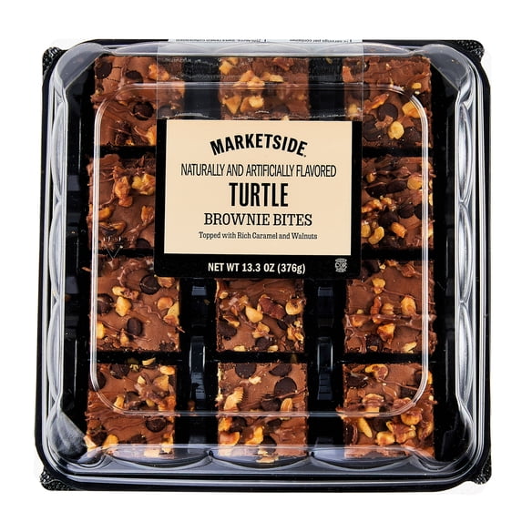 Marketside Bite Sized Turtle Chocolate Brownies, 13.3 oz, 12 Count (Shelf-Stable)