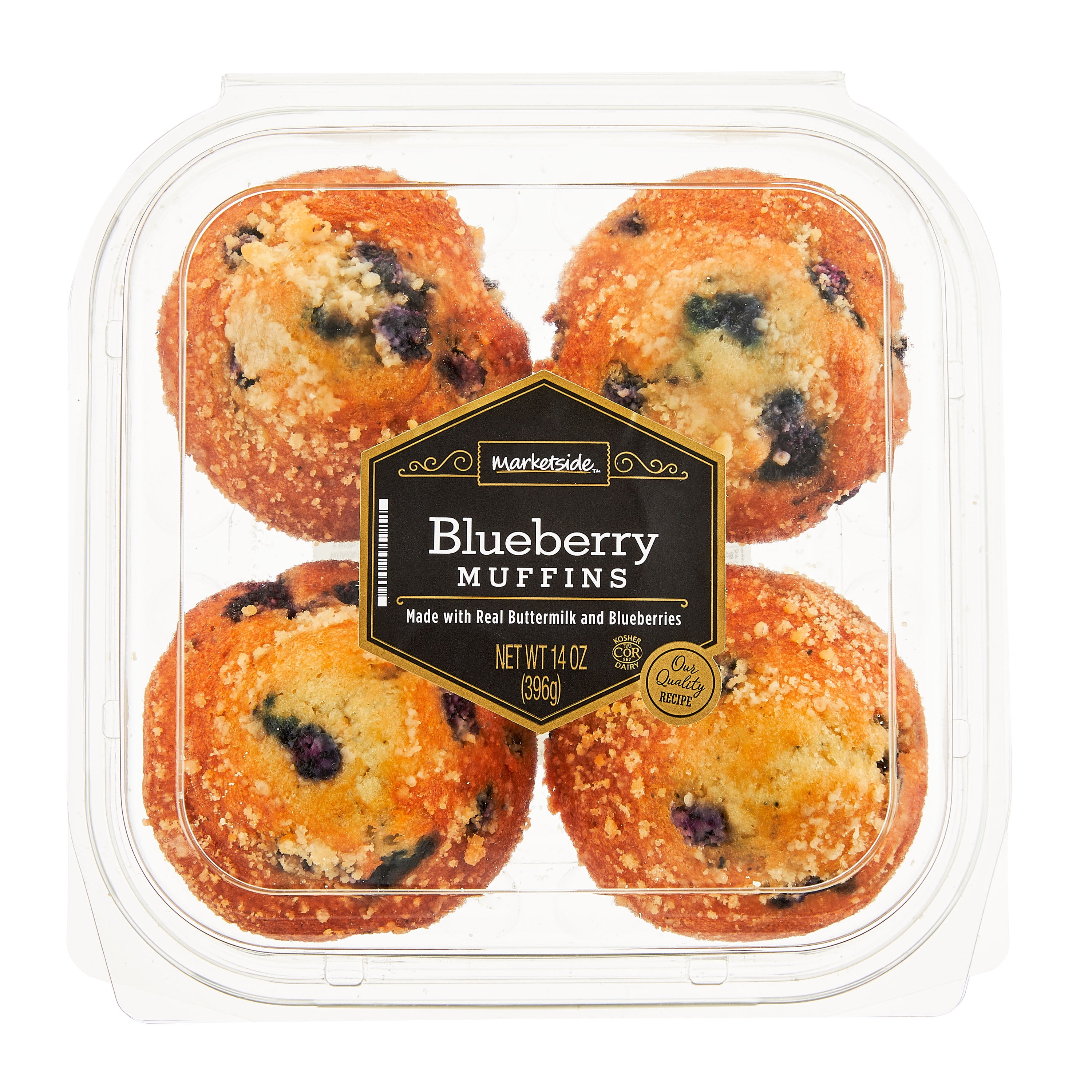 Marketside Blueberry Muffins, 14 oz, 4 Count