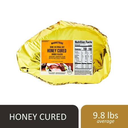 Marketside Natural Juice Bone-In Spiral Cut Honey Cured Double Glaze Ham, 8 - 14.6 lb