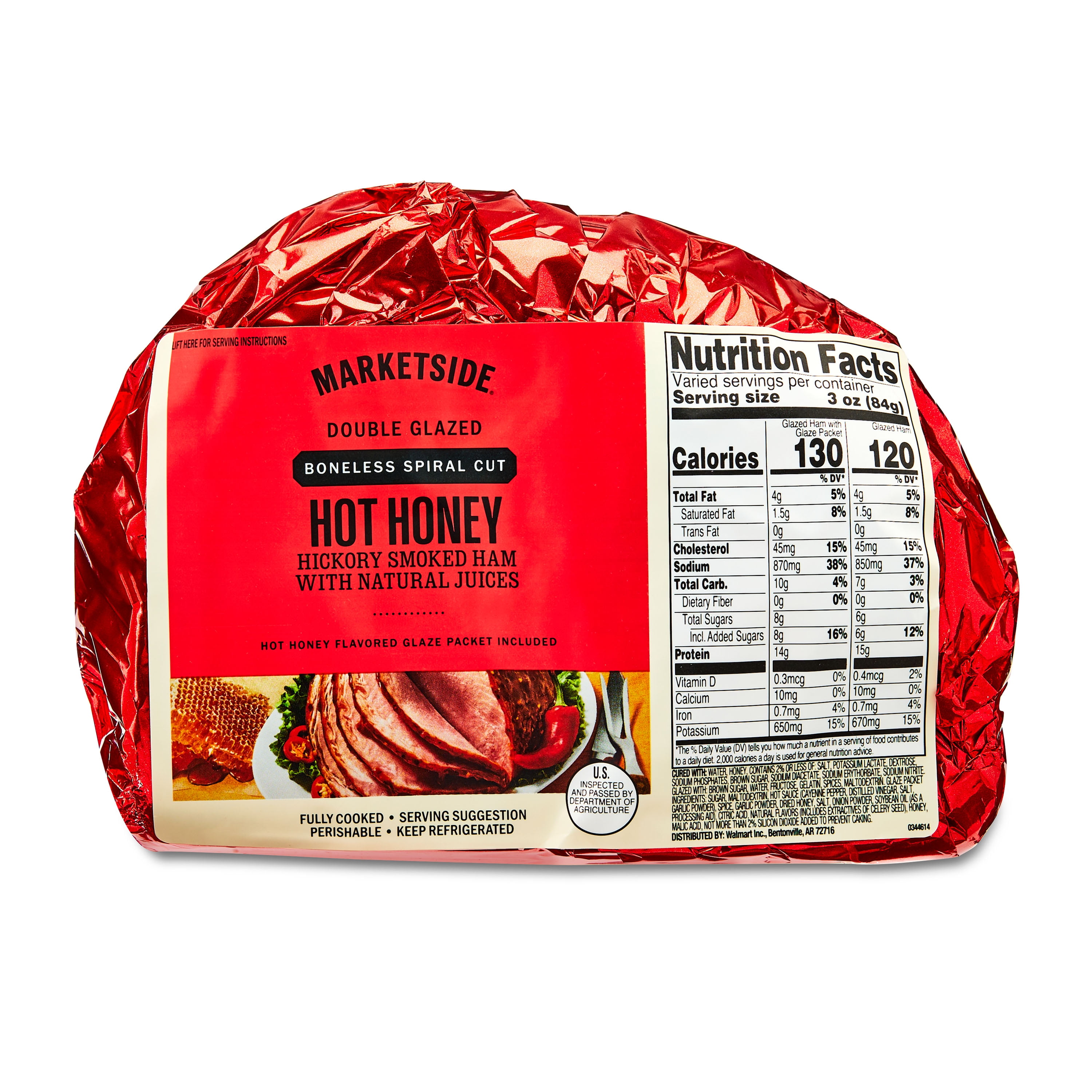Marketside Double Glazed Boneless Spiral Cut Hot Honey Hickory Smoked Ham