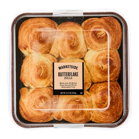 Marketside Butterflake Rolls, 12.4 oz, 9 Count (Bakery Fresh, Breakfast Pastry Goods)