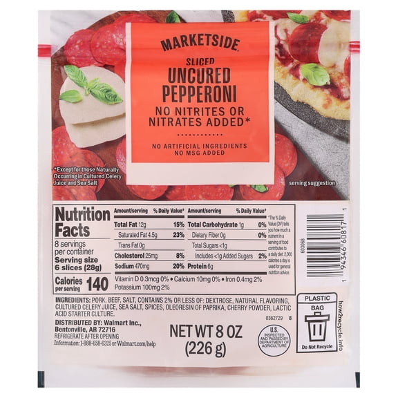 Marketside Sliced Uncured Pepperoni, 8 oz